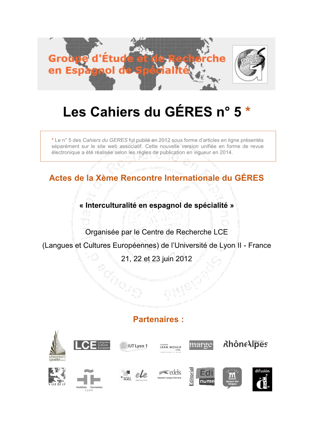 Cahiers Du GERES N° 5