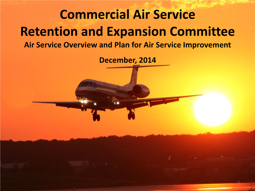 Commercial Air Service Retention and Expansion Committee Air Service Overview and Plan for Air Service Improvement