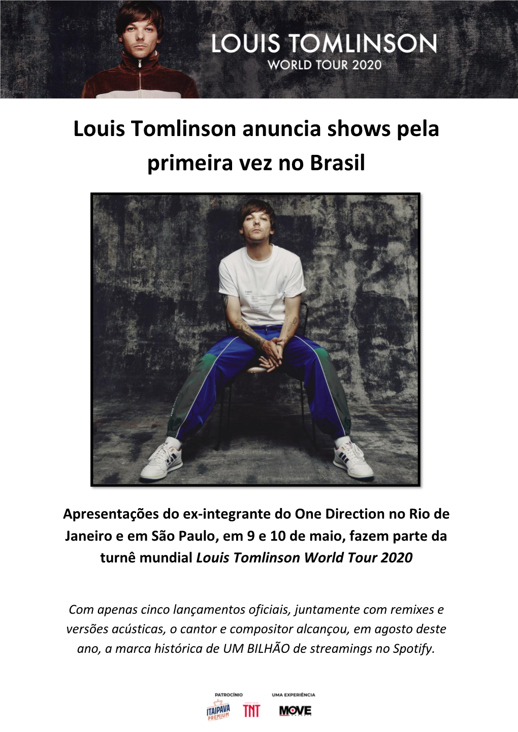 Louis Tomlinson Anuncia Shows Pela Primeira Vez No Brasil