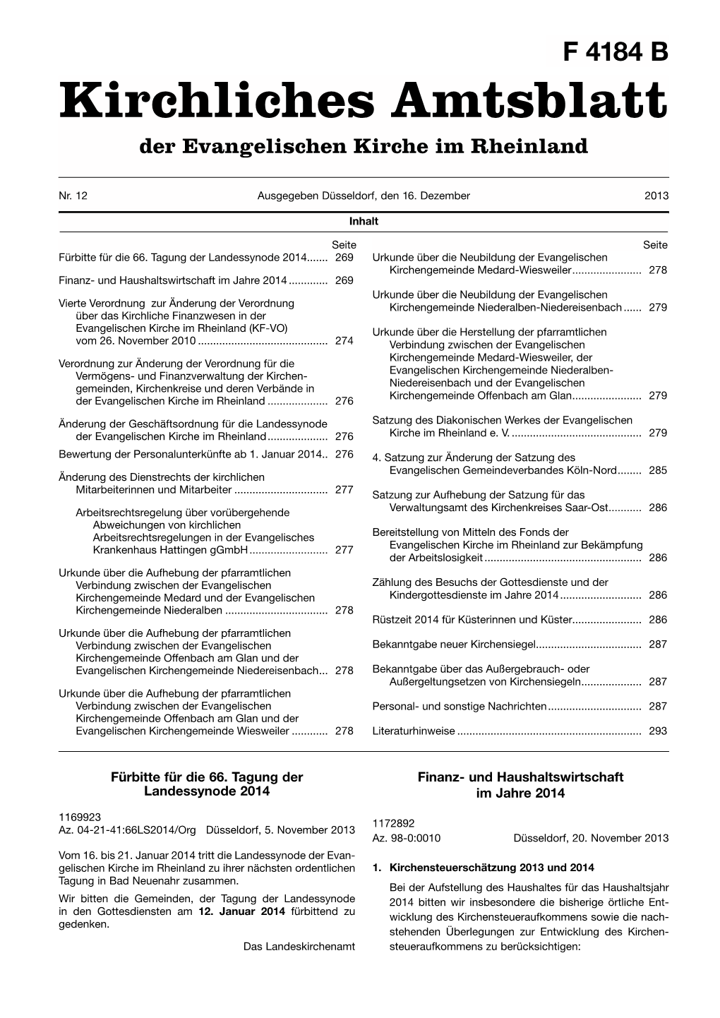 Kirchliches Amtsblatt Der Evangelischen Kirche Im Rheinland