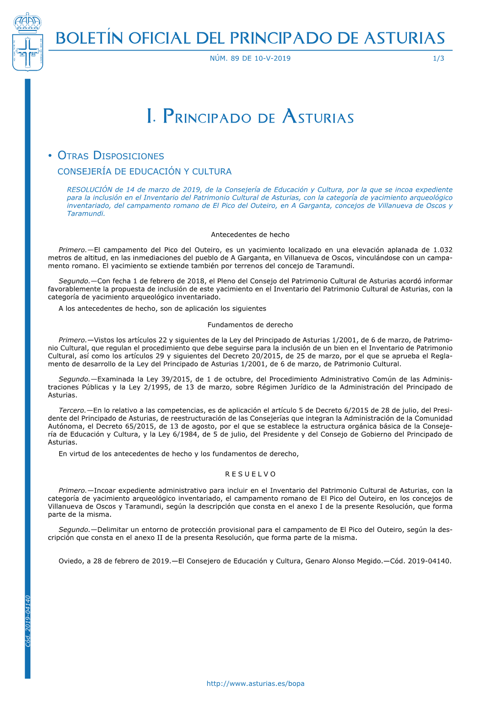 Boletín Oficial Del Principado De Asturias