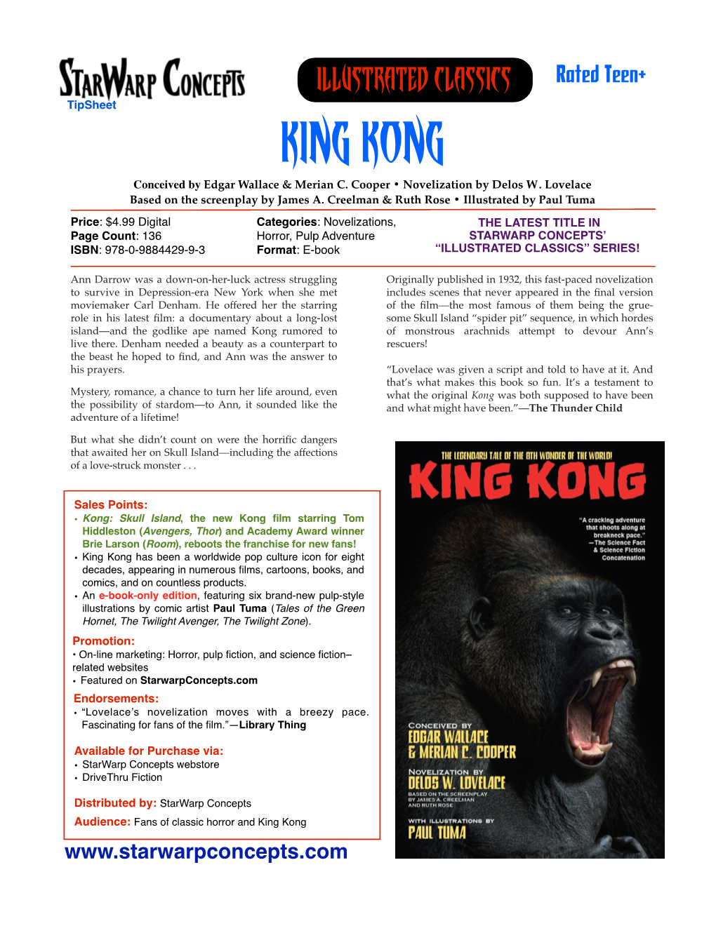 KING KONG Conceived by Edgar Wallace & Merian C