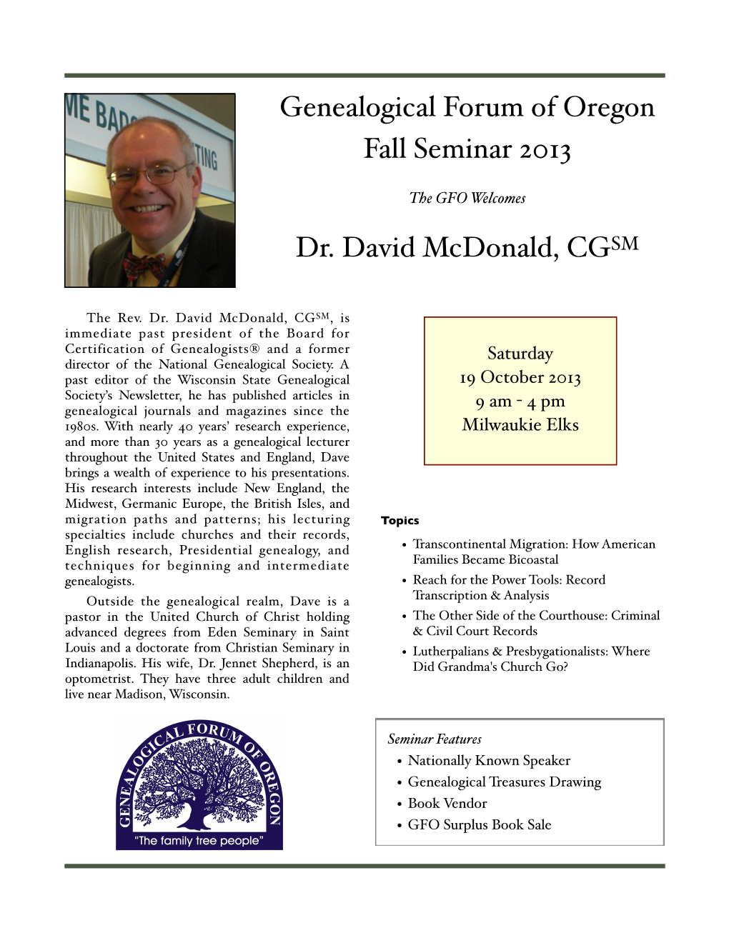 Mcdonald Fall Seminar Flyer