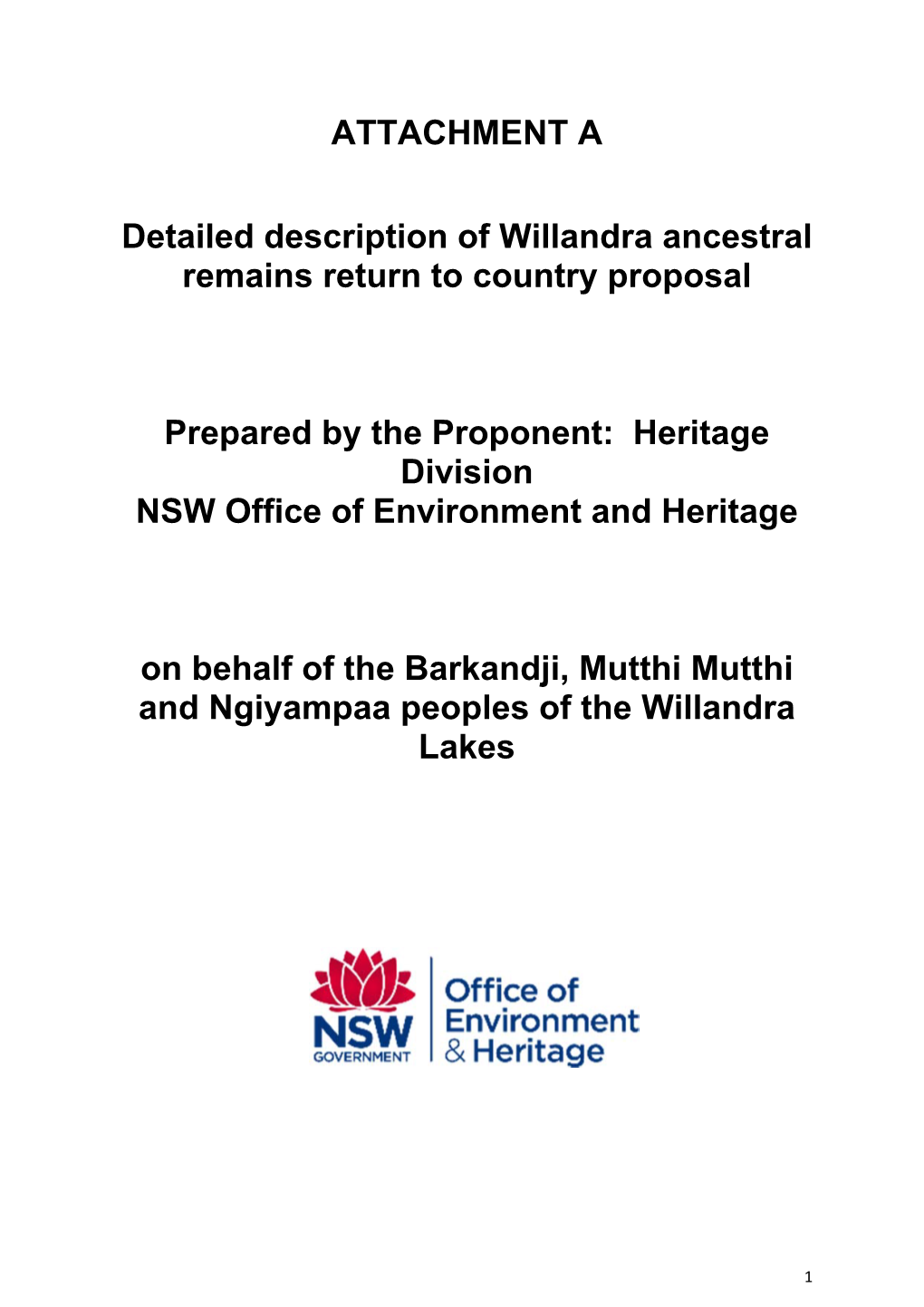 ATTACHMENT a Detailed Description of Willandra Ancestral Remains