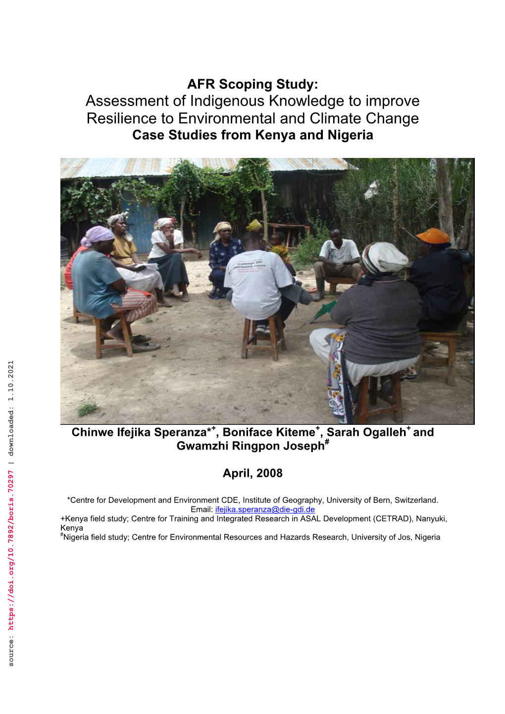 Assessment of Indigenous Knowledge to Improve Resilience To