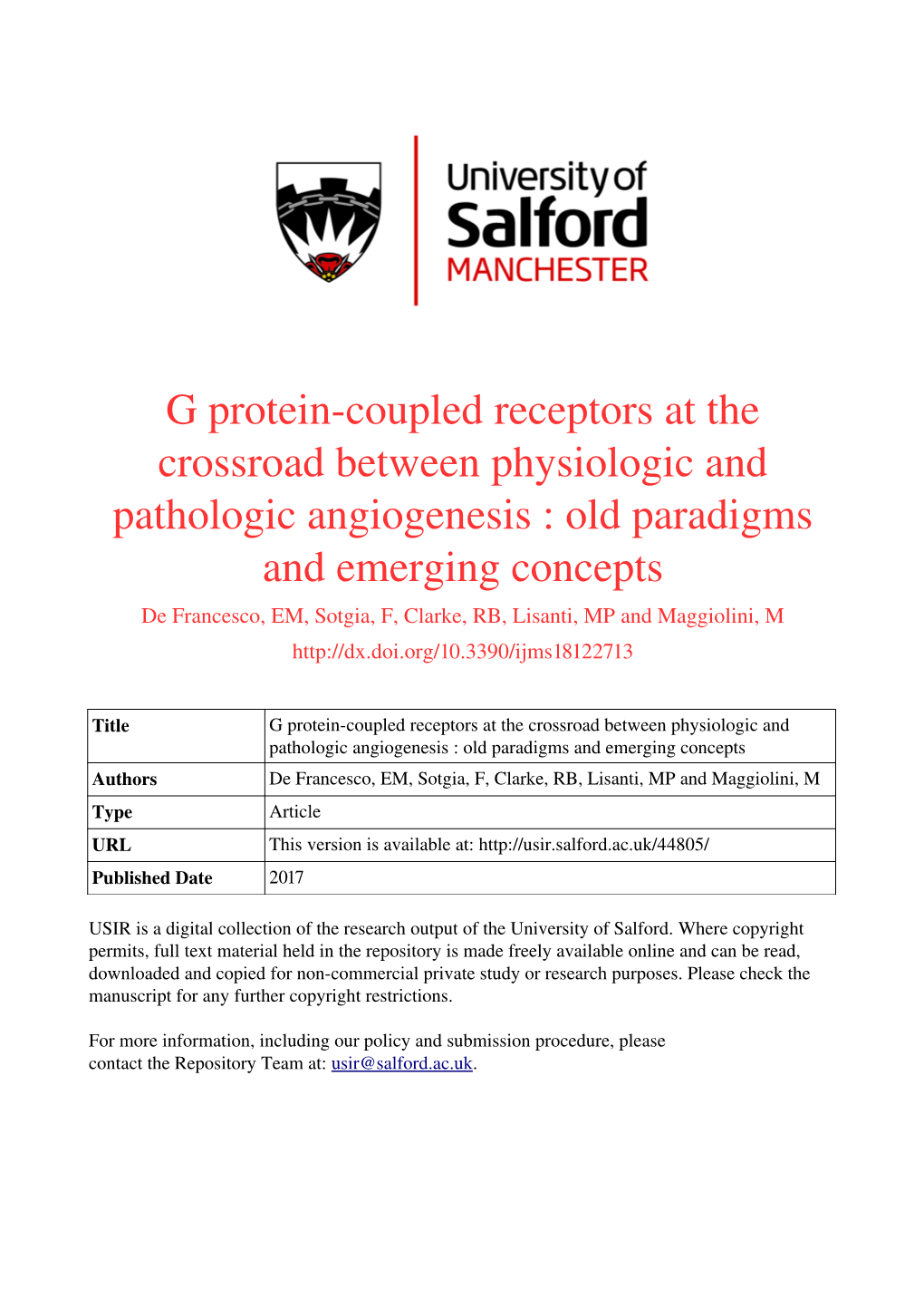 G Protein-Coupled Receptors at the Crossroad Between Physiologic and Pathologic Angiogenesis: Old Paradigms and Emerging Concepts