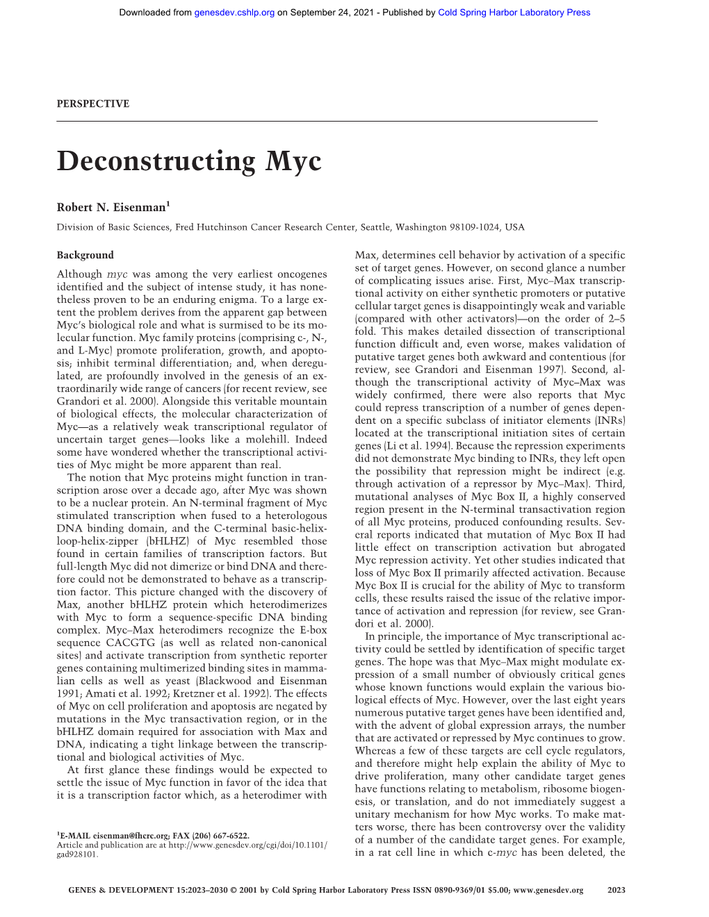 Deconstructing Myc