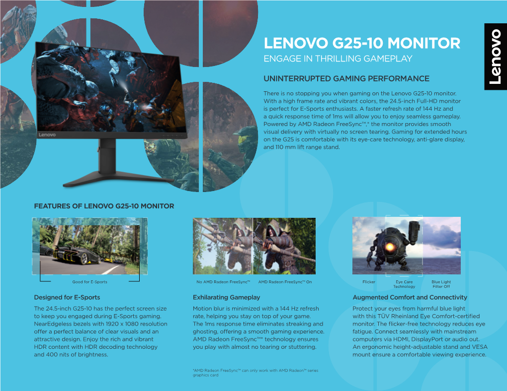 Lenovo G25-10 Monitor Engage in Thrilling Gameplay