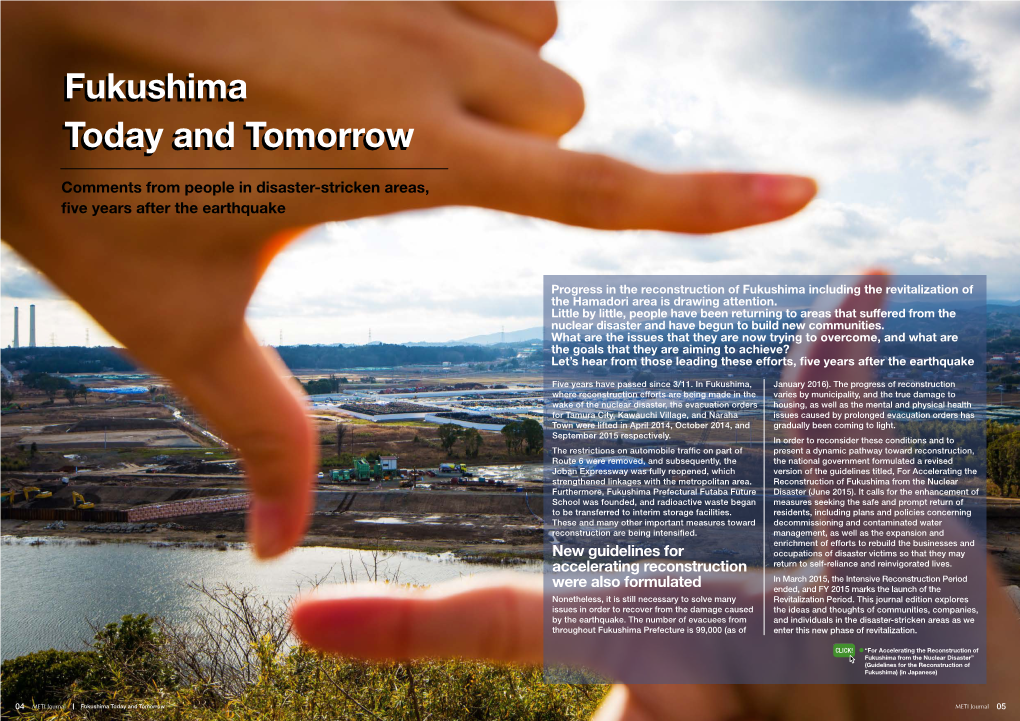 Fukushima, Today and Tomorrow