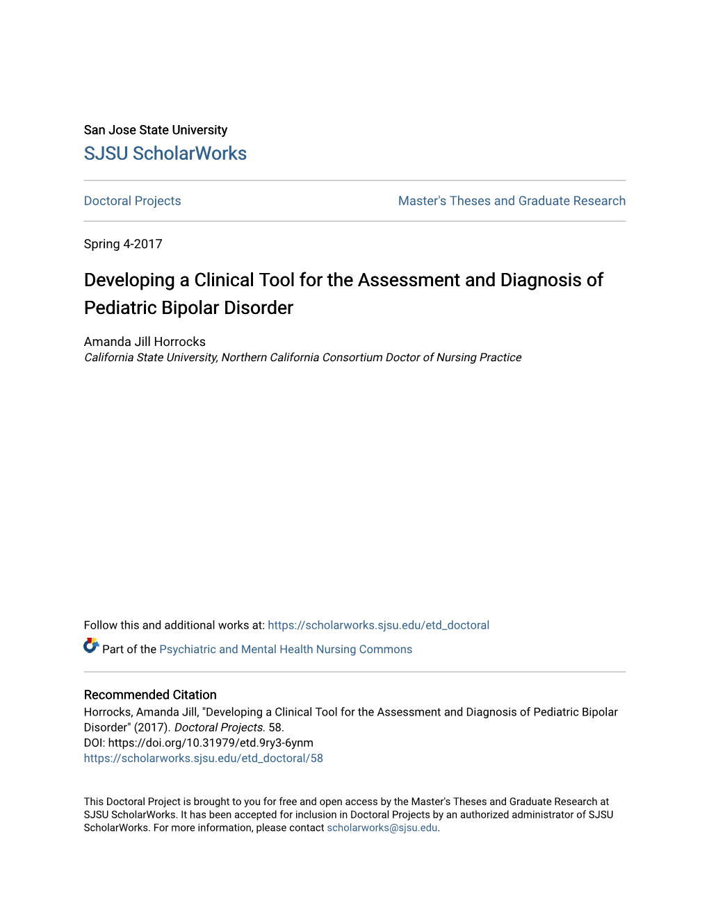 Developing a Clinical Tool for the Assessment and Diagnosis of Pediatric Bipolar Disorder