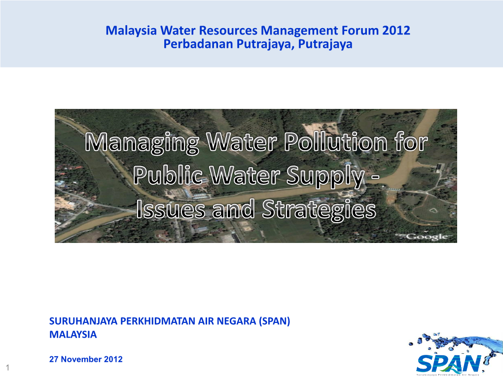 Malaysia Water Resources Management Forum 2012 Perbadanan Putrajaya, Putrajaya