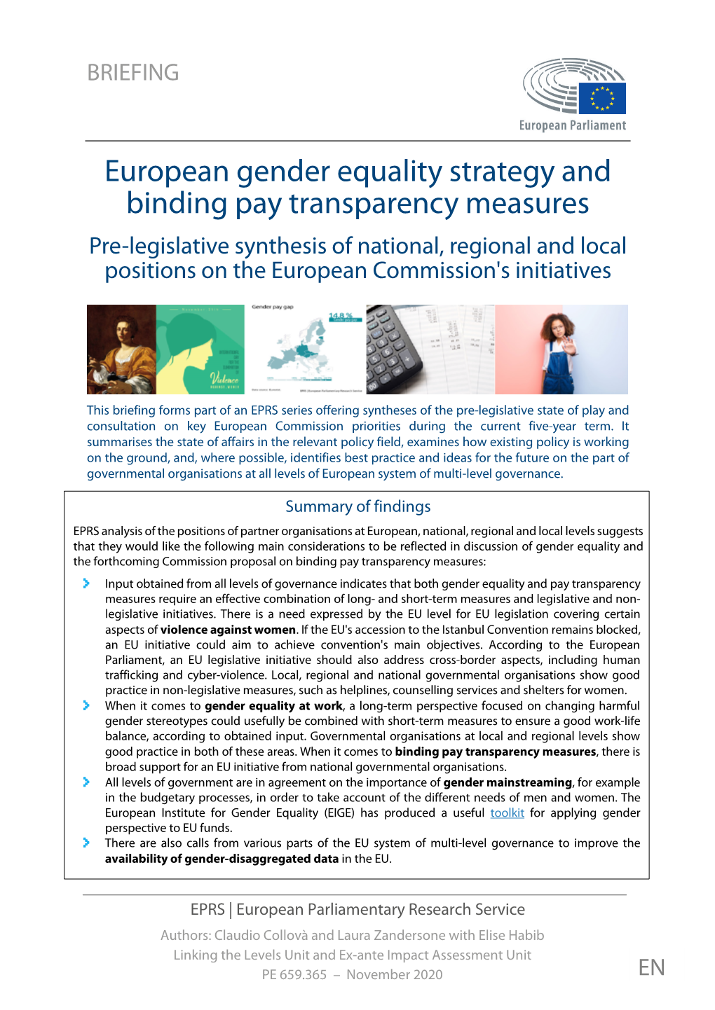 European Gender Equality Strategy and Binding Pay Transparency