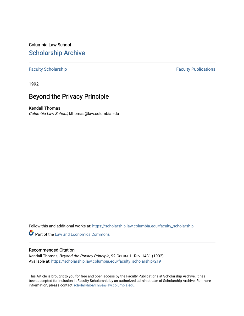 Beyond the Privacy Principle