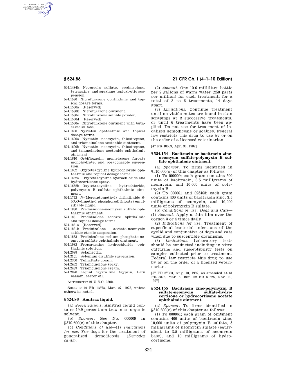 21 CFR Ch. I (4–1–10 Edition) § 524.86