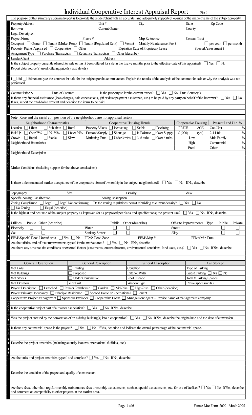 Individual Cooperative Interest Appraisal Report (Form 2090)