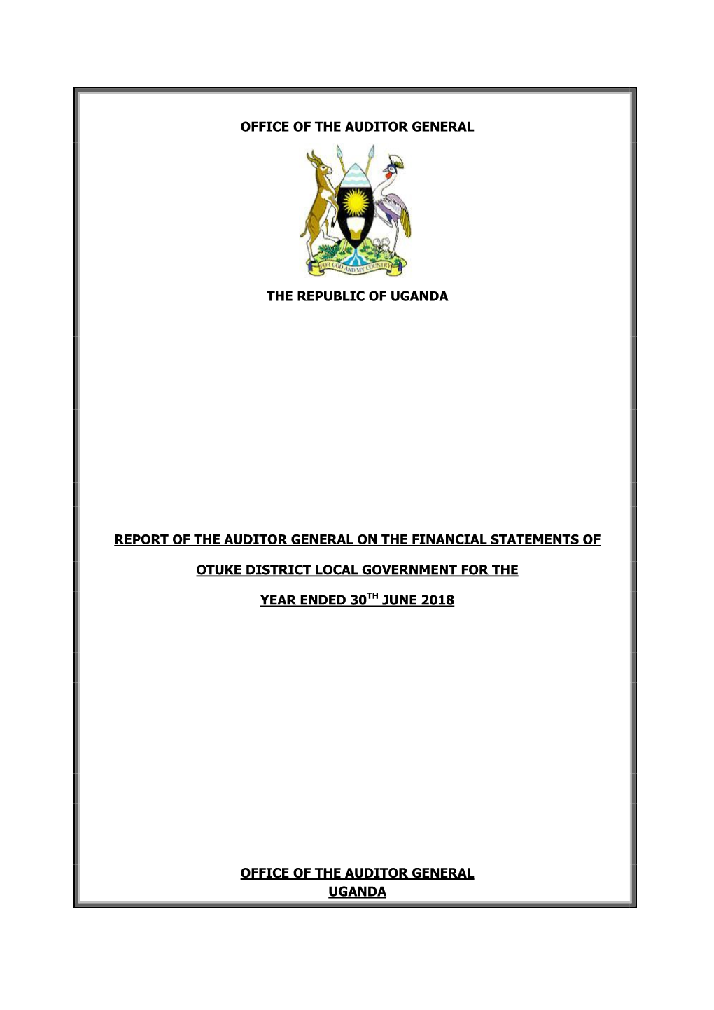 Office of the Auditor General the Republic of Uganda