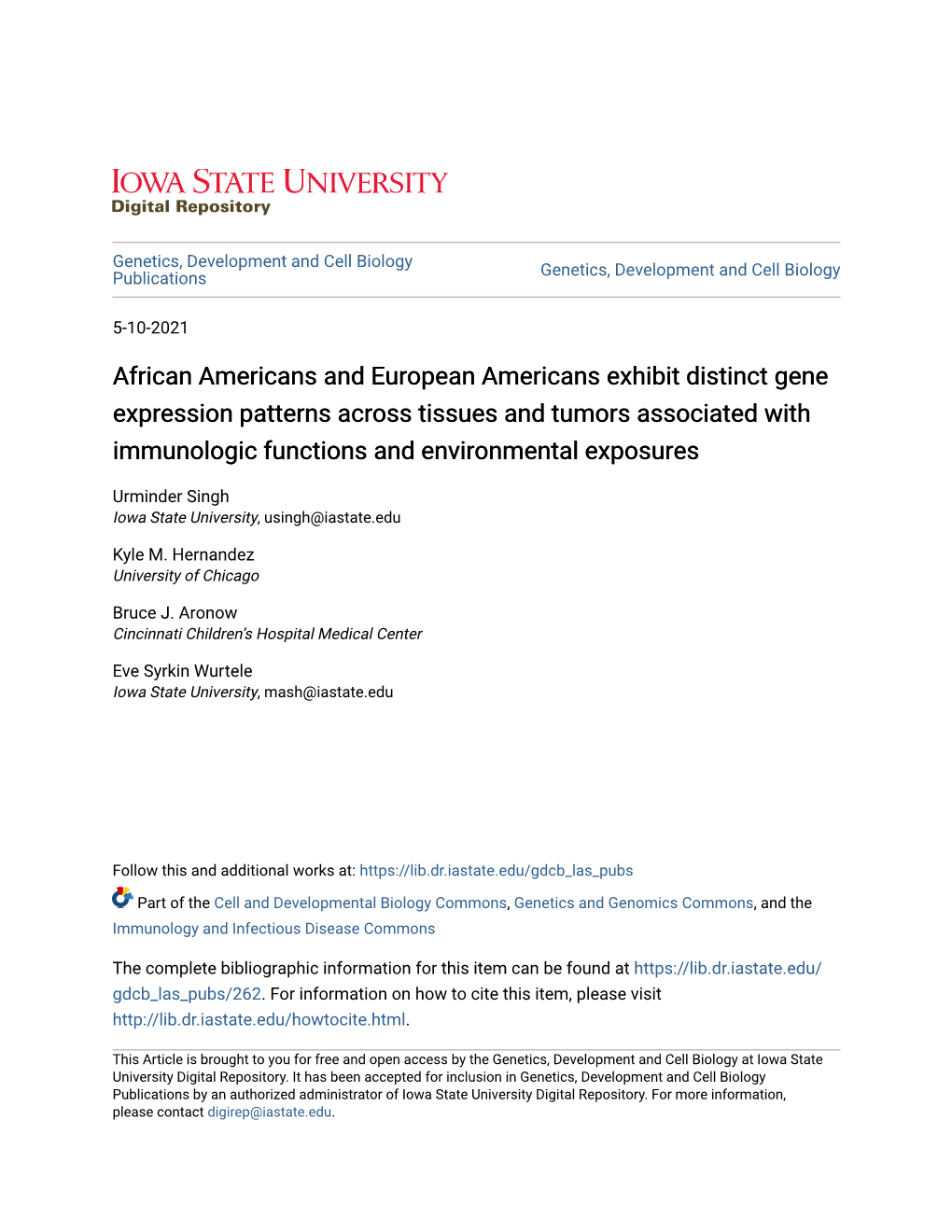 African Americans and European Americans Exhibit Distinct Gene