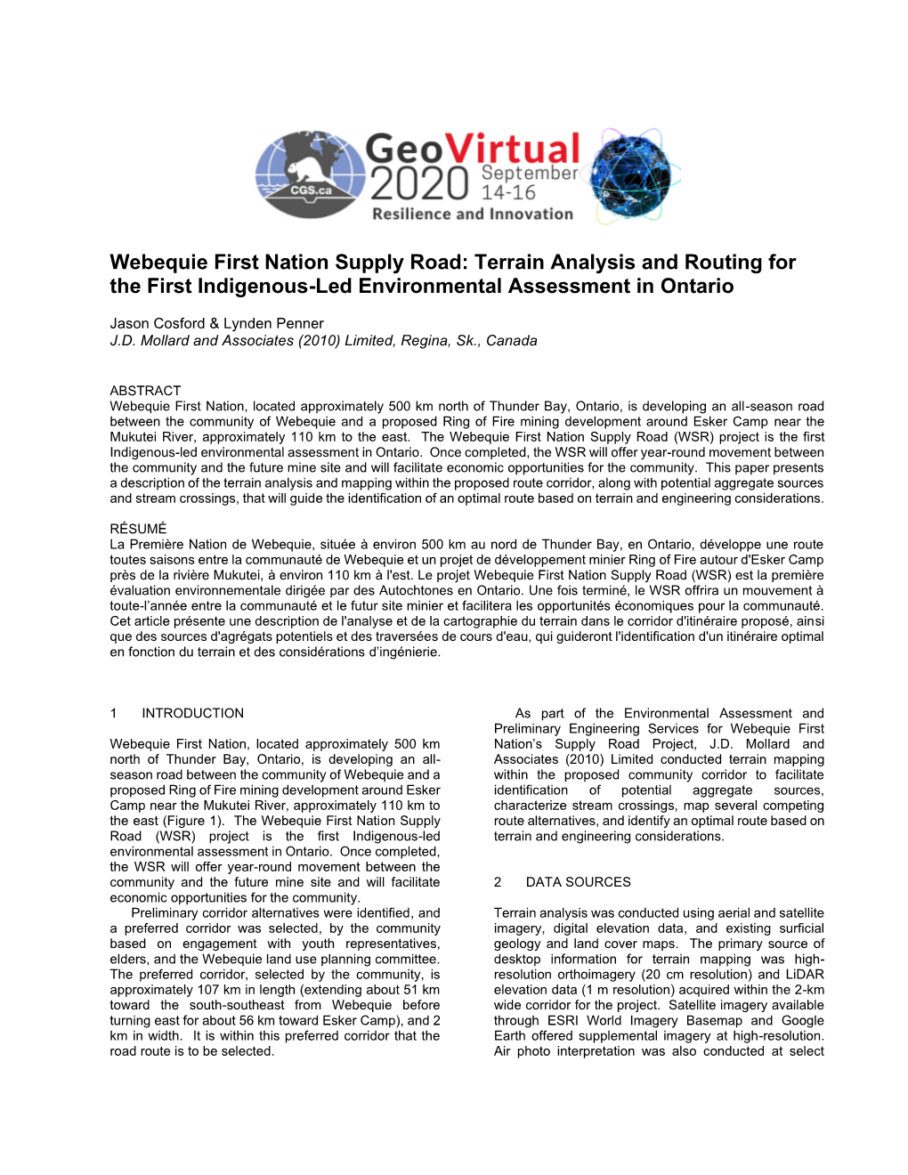 Webequie First Nation Supply Road: Terrain Analysis and Routing for the First Indigenous-Led Environmental Assessment in Ontario