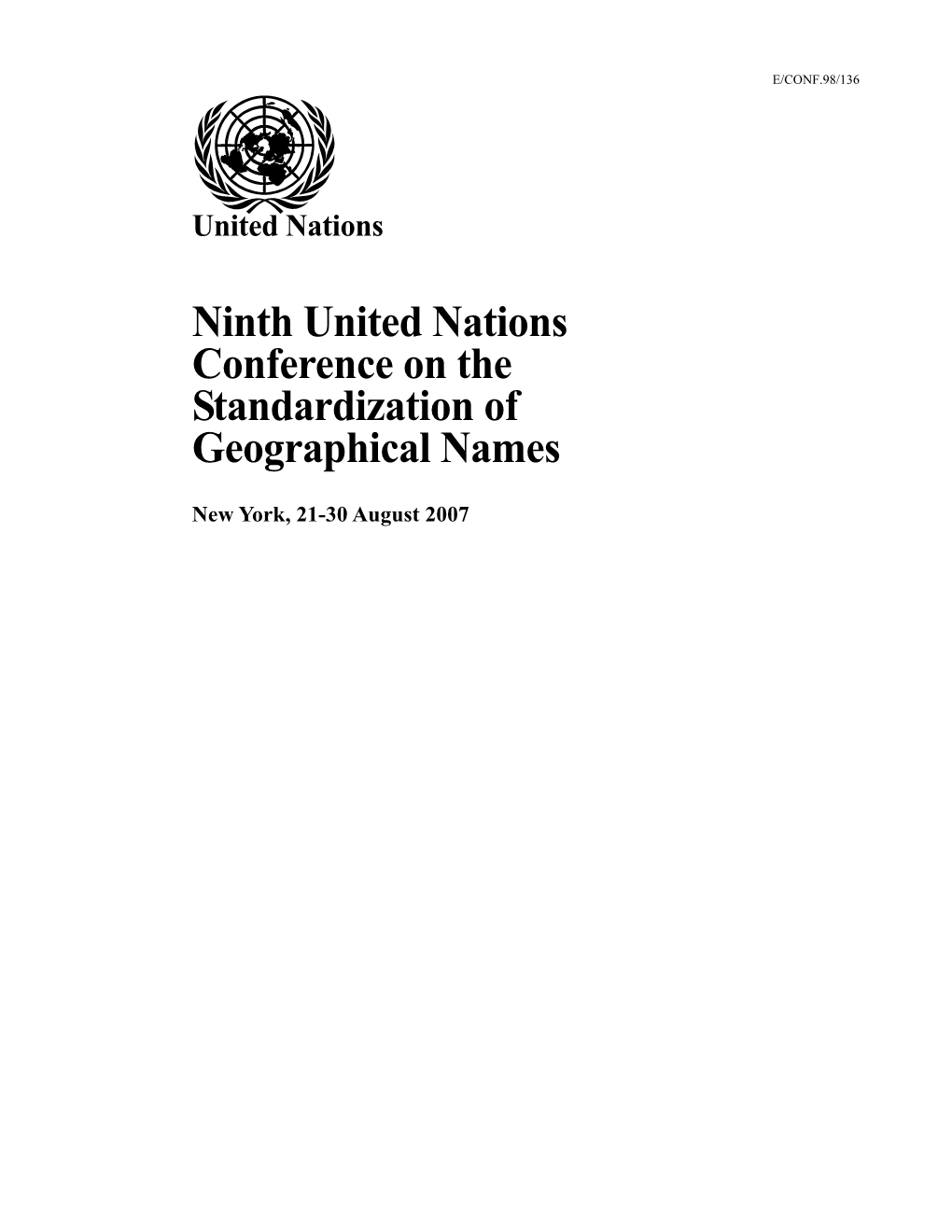 Ninth United Nations Conference on the Standardization of Geographical Names