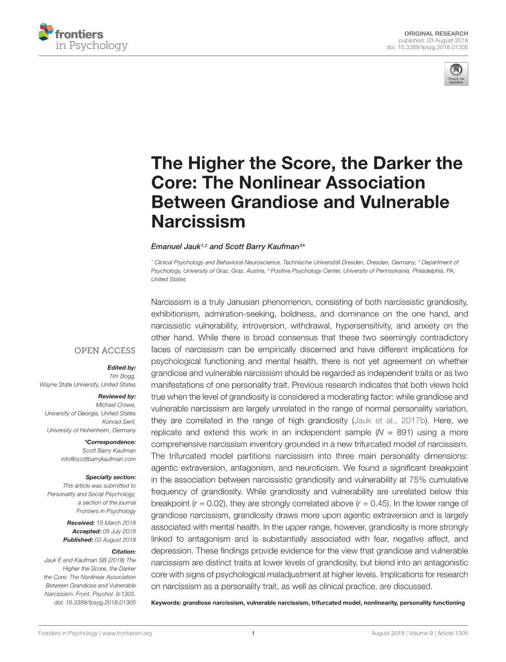 The Nonlinear Association Between Grandiose and Vulnerable Narcissism