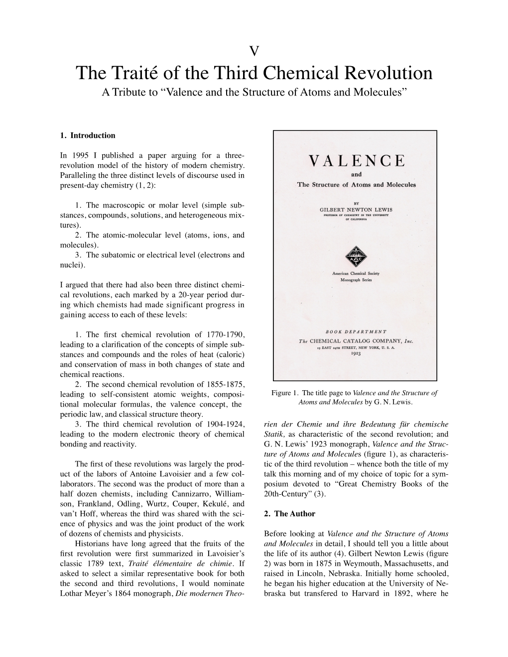 The Traité of the Third Chemical Revolution a Tribute to “Valence and the Structure of Atoms and Molecules”