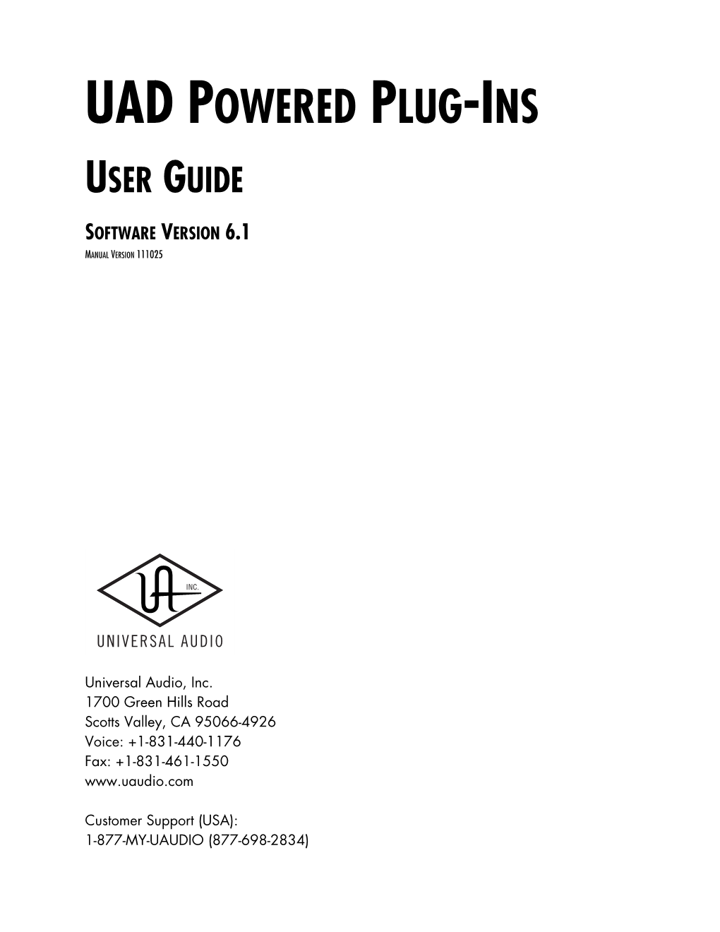 UAD Powered Plug-Ins Manual V6.1