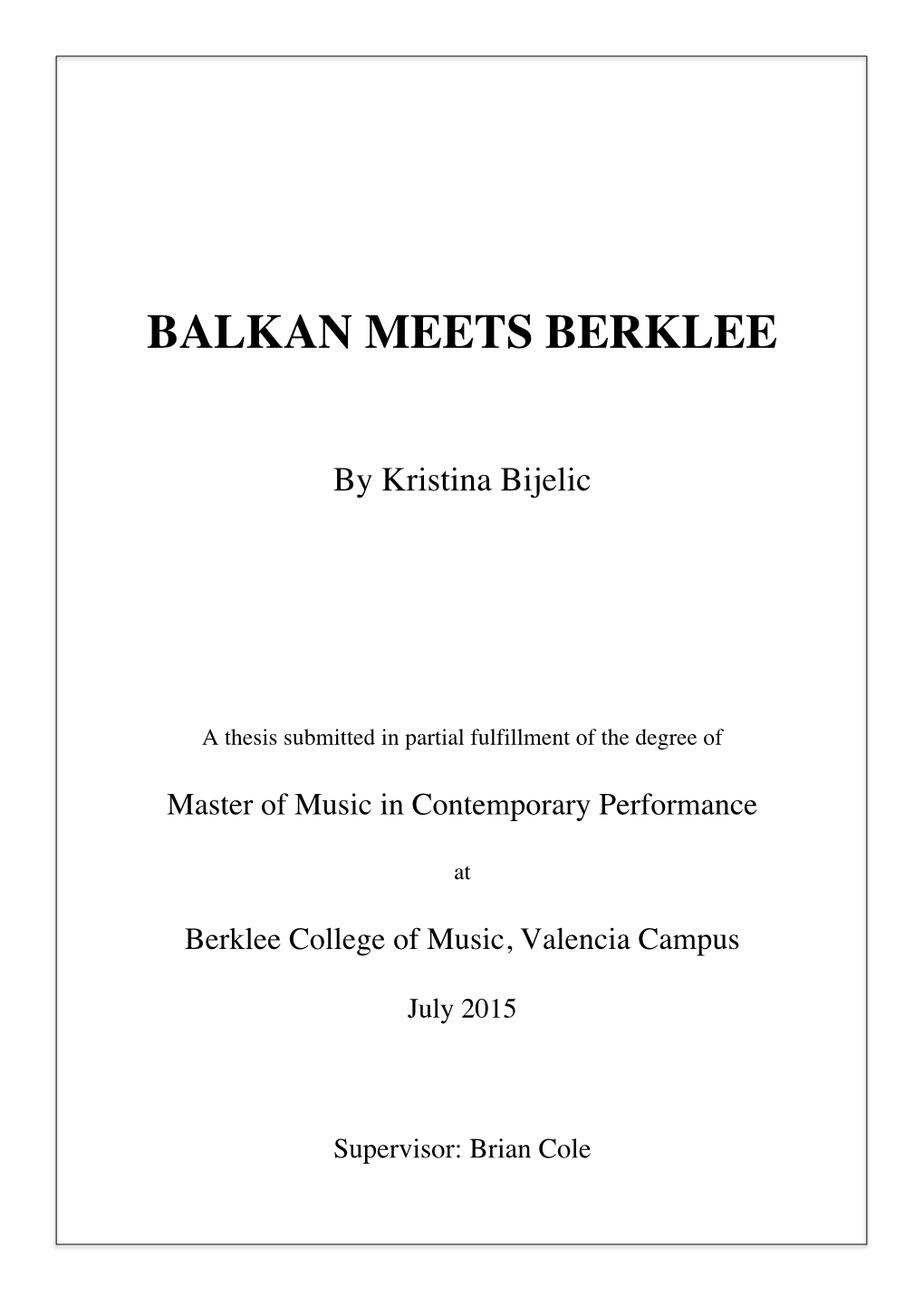 Balkan Meets Berklee