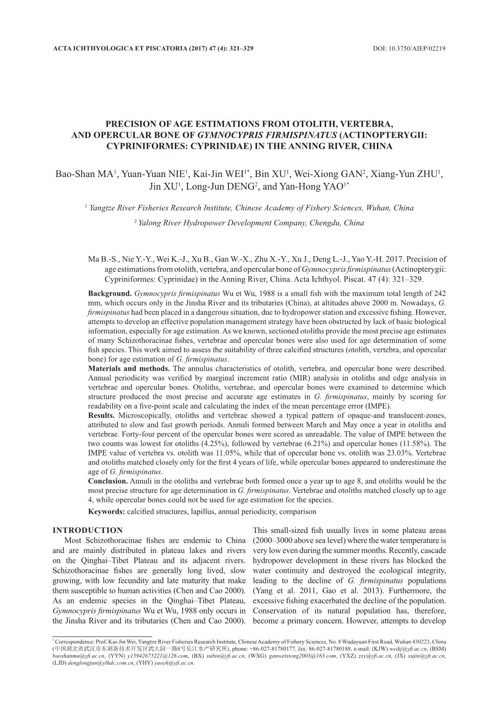 Precision of Age Estimations from Otolith, Vertebra