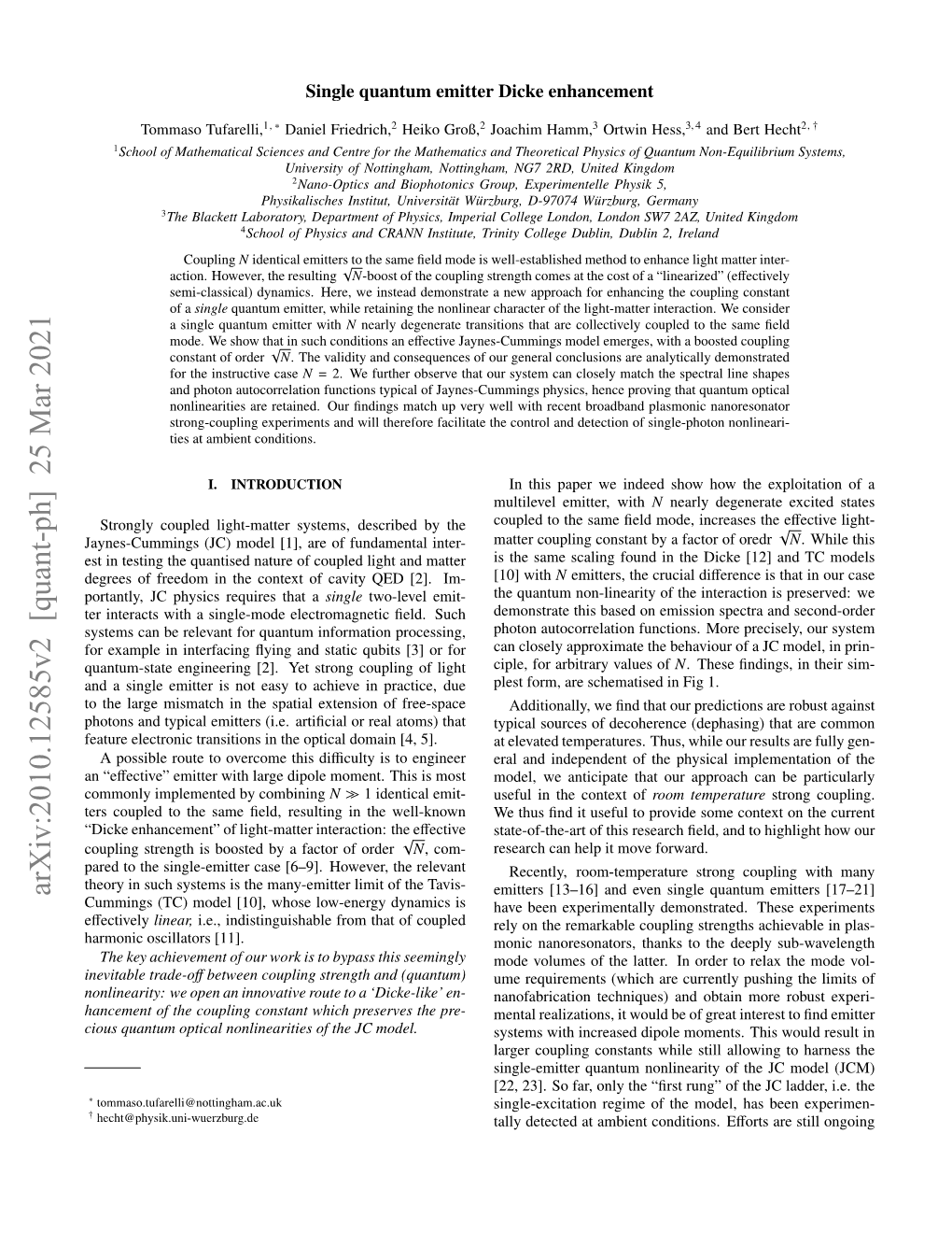 Arxiv:2010.12585V2 [Quant-Ph] 25 Mar 2021