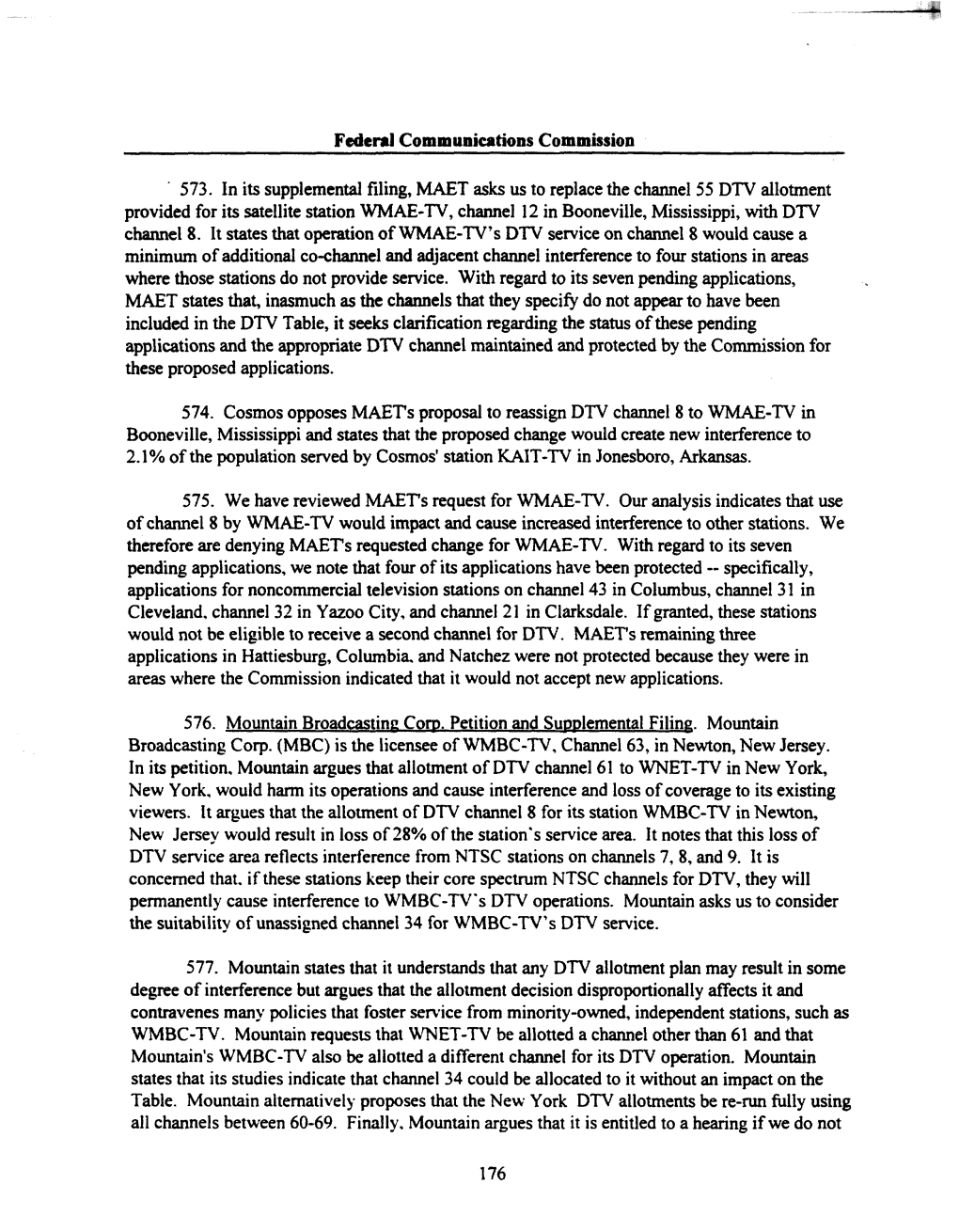 Federal Communications Commission 573. in Its Supplemental Filing