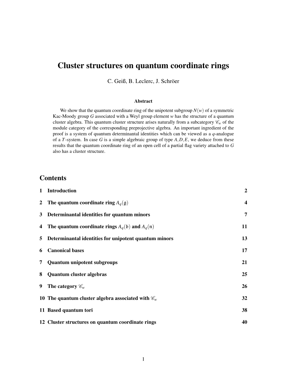 Cluster Structures on Quantum Coordinate Rings