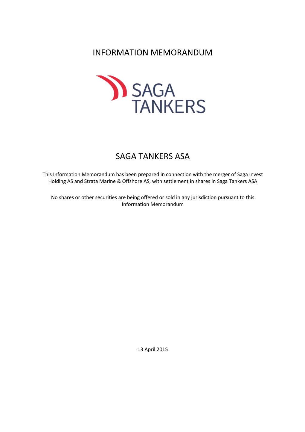 Information Memorandum Saga Tankers