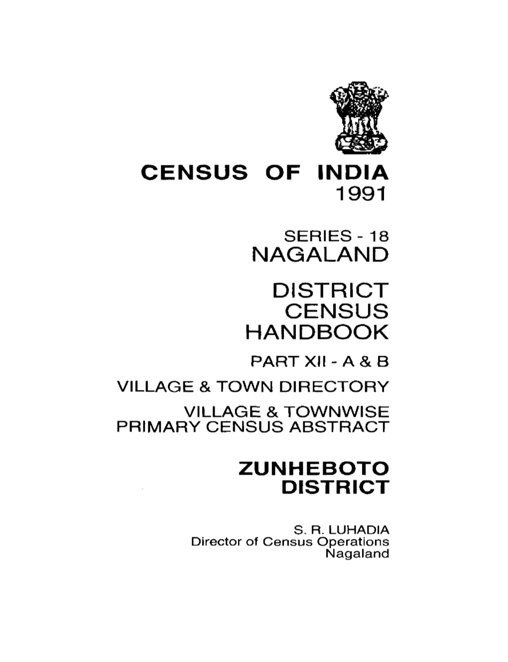 District Census Handbook, Zunheboto, Part