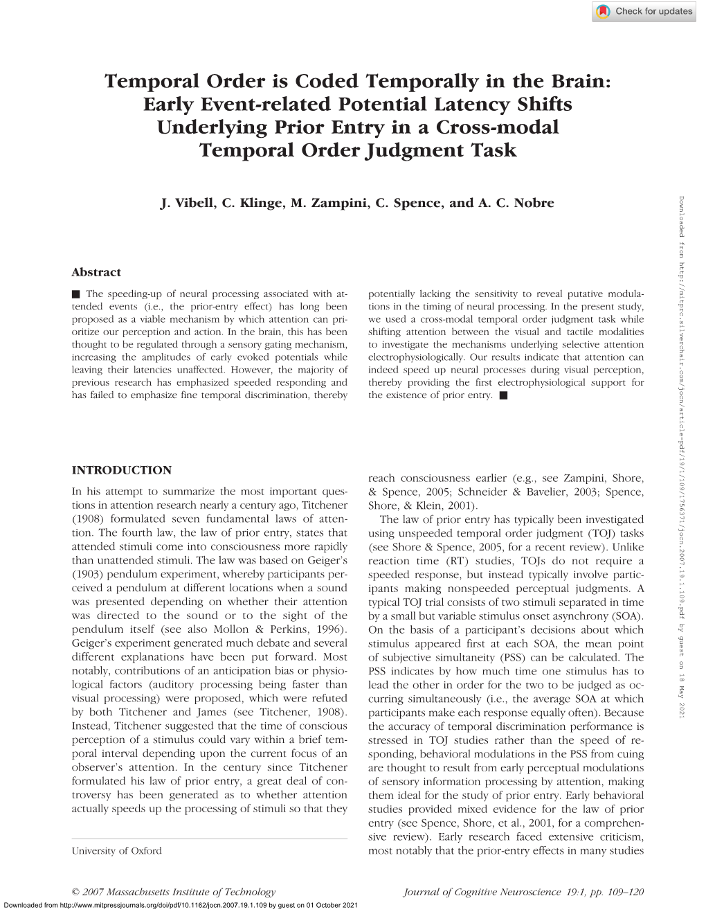 Early Event-Related Potential Latency Shifts Underlying Prior Entry in A