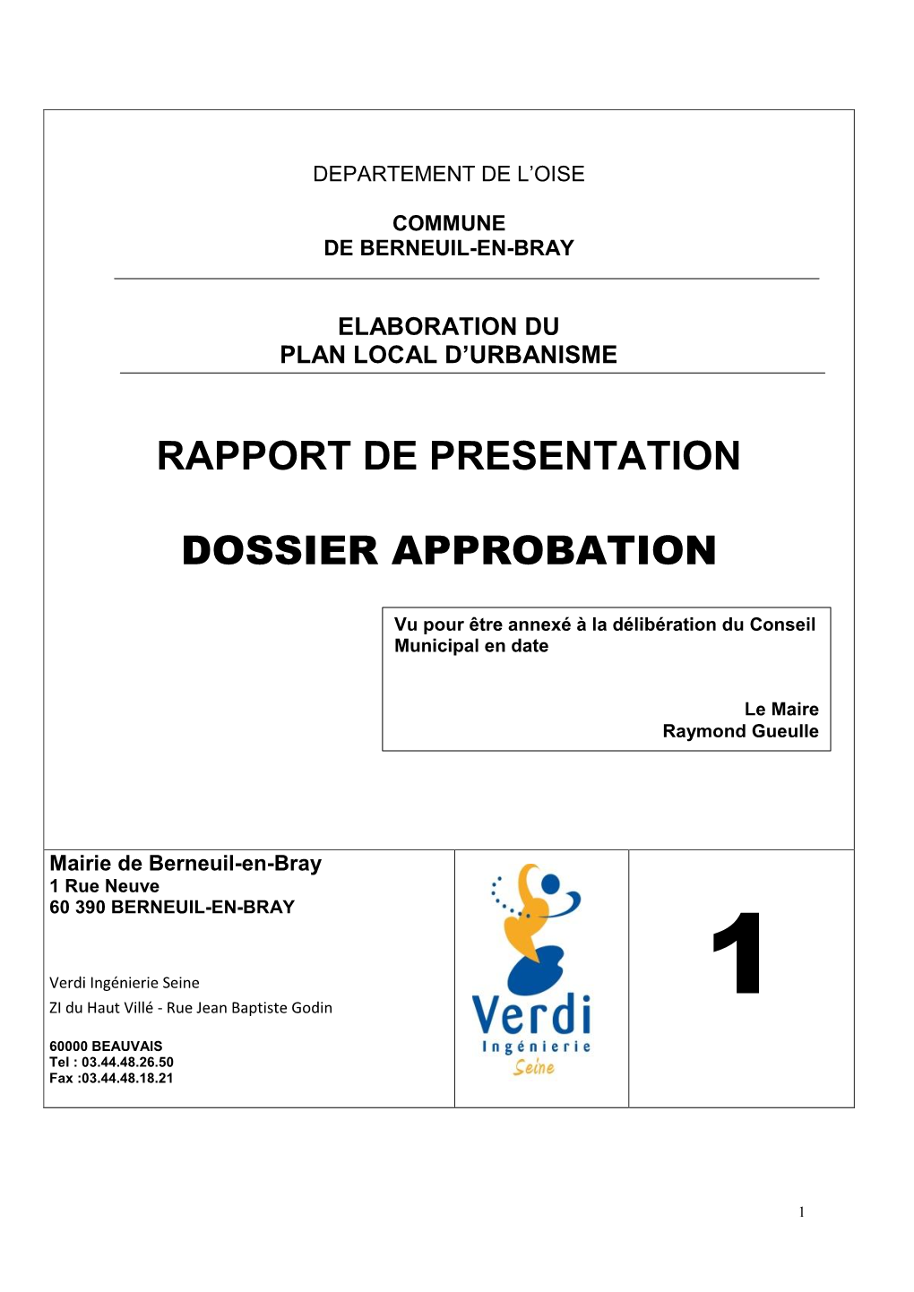 Rapport De Presentation Dossier Approbation
