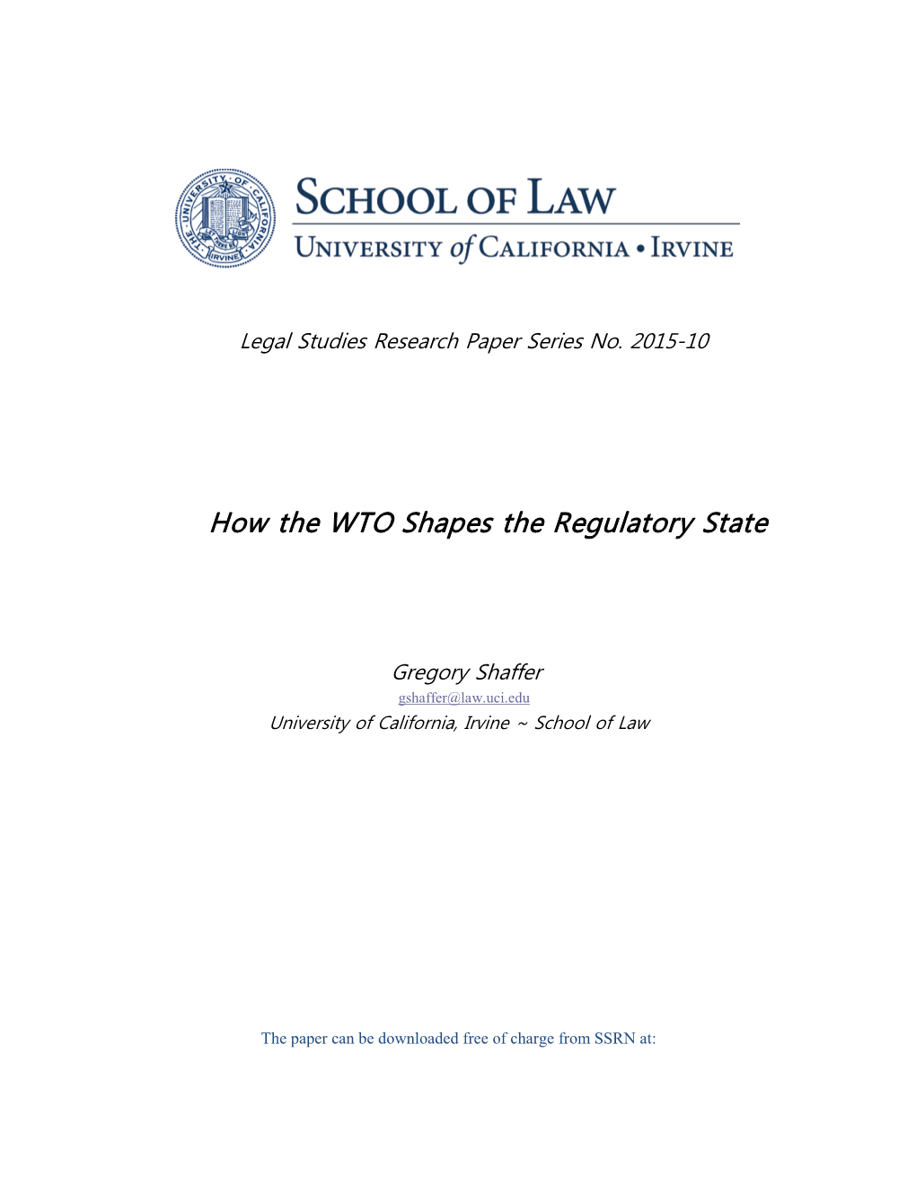 How the WTO Shapes the Regulatory State