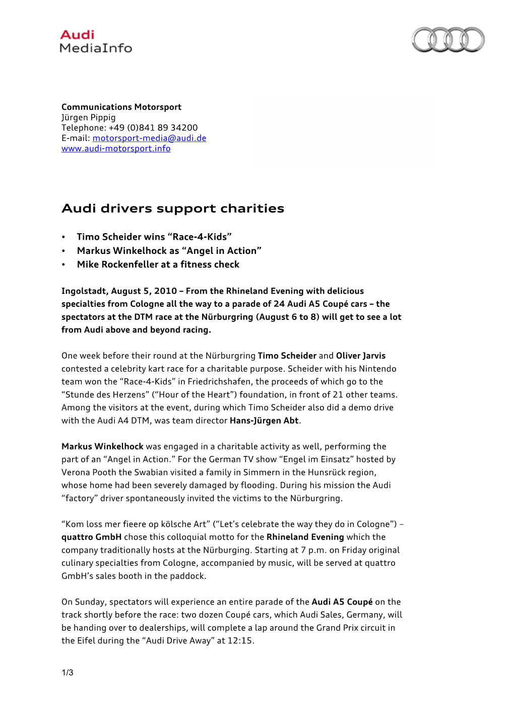 Audi Drivers Support Charities