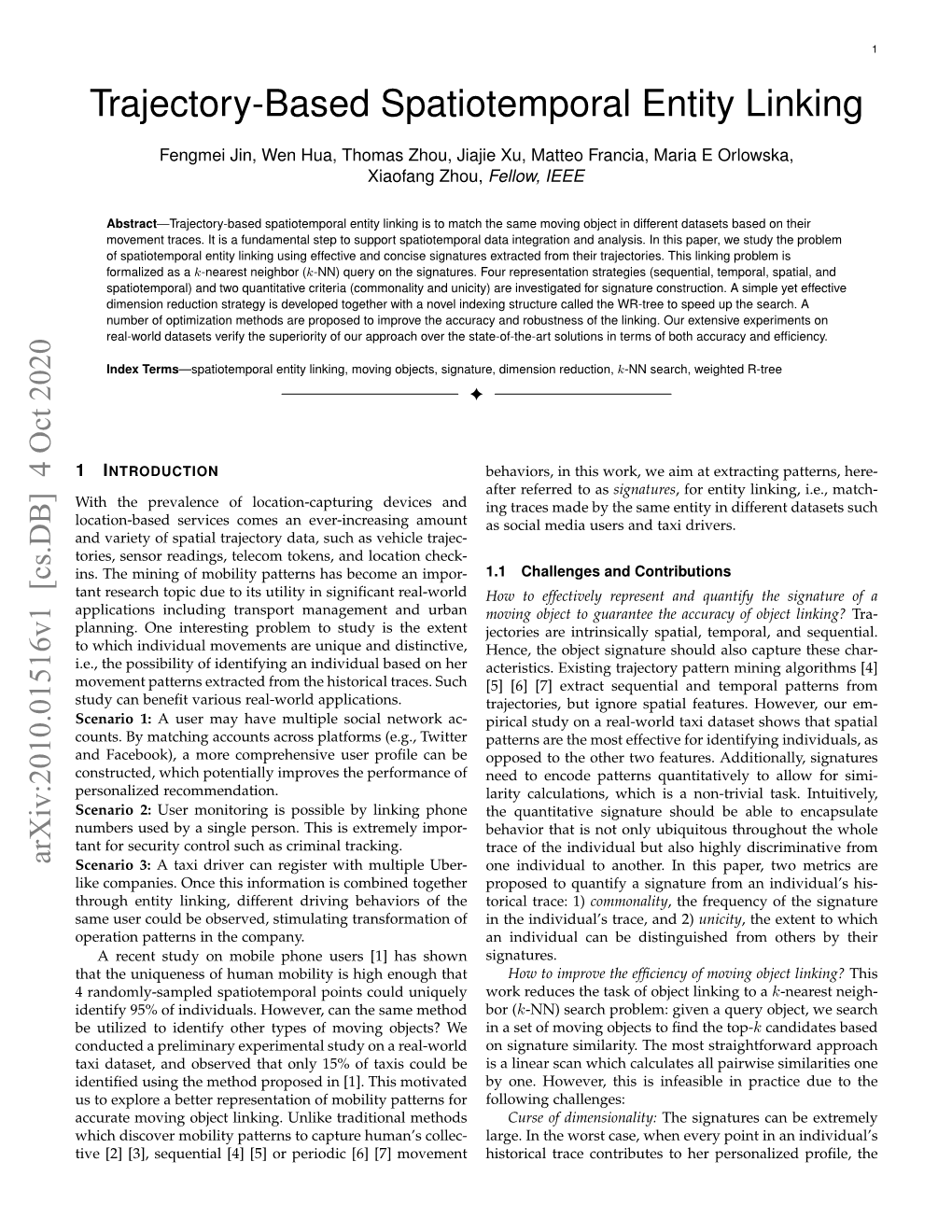 Trajectory-Based Spatiotemporal Entity Linking