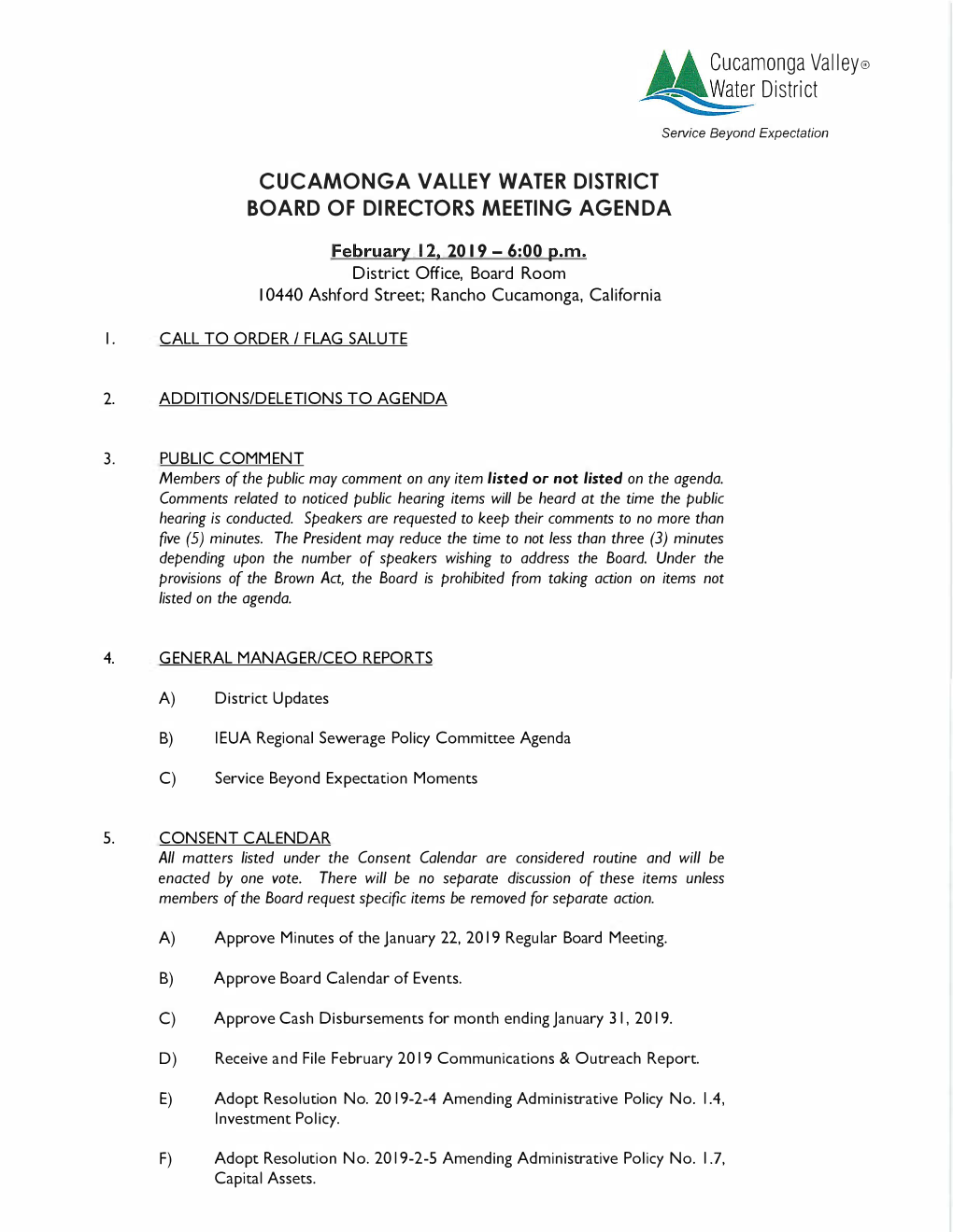 Cucamonga Valley® �Water District Service Beyond Expectation