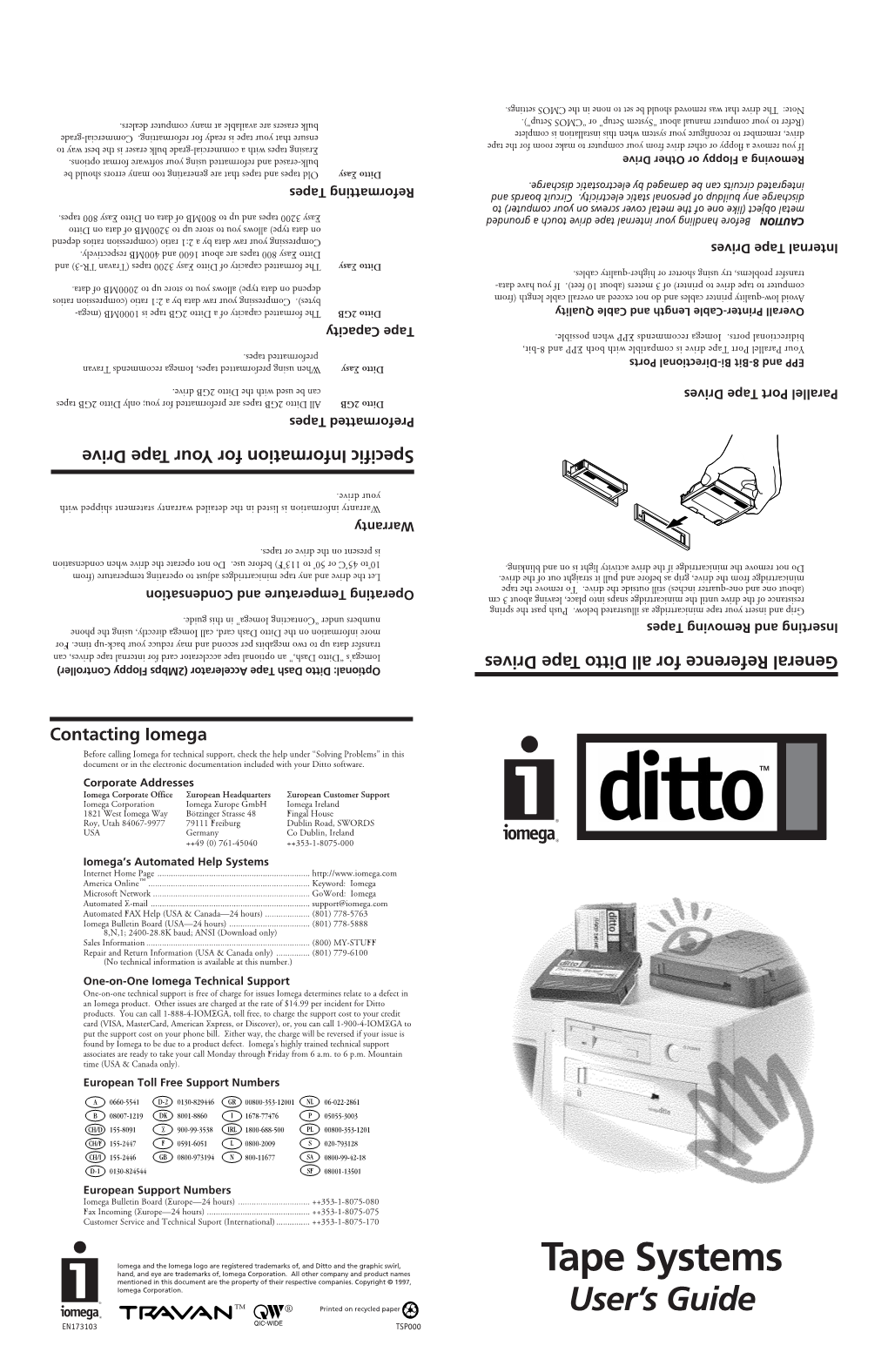Iomega Ditto Tape Systems Users Guide