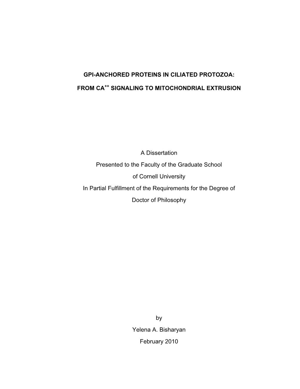 Gpi-Anchored Proteins in Ciliated Protozoa: from Ca