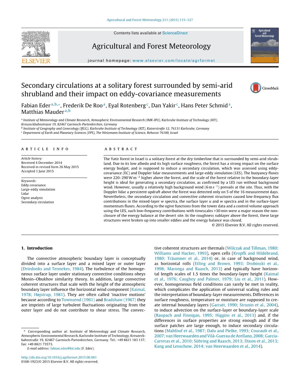 Secondary Circulations at a Solitary Forest Surrounded by Semi-Arid