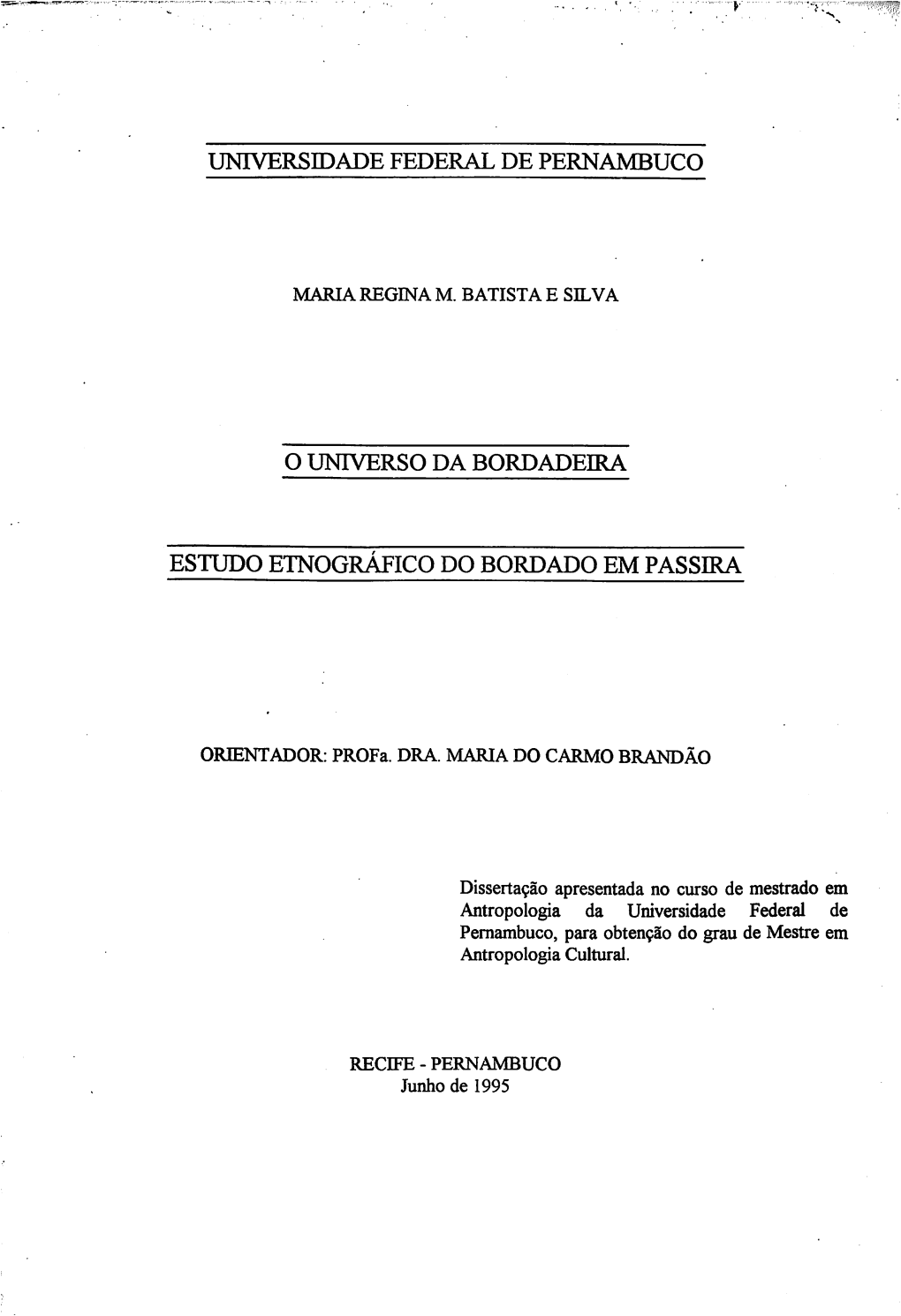 Estudo Etnográfico Do Bordado Em Passira