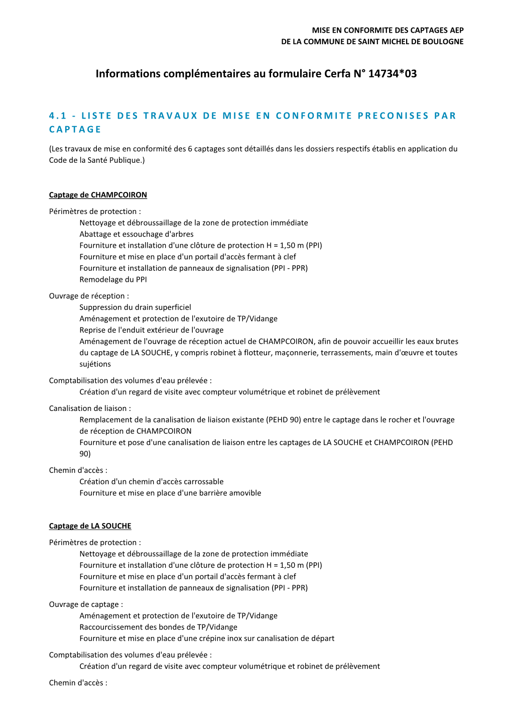 4.1 - Liste Des Travaux De Mise En Conformite Preco Nises Par C a P T a G E