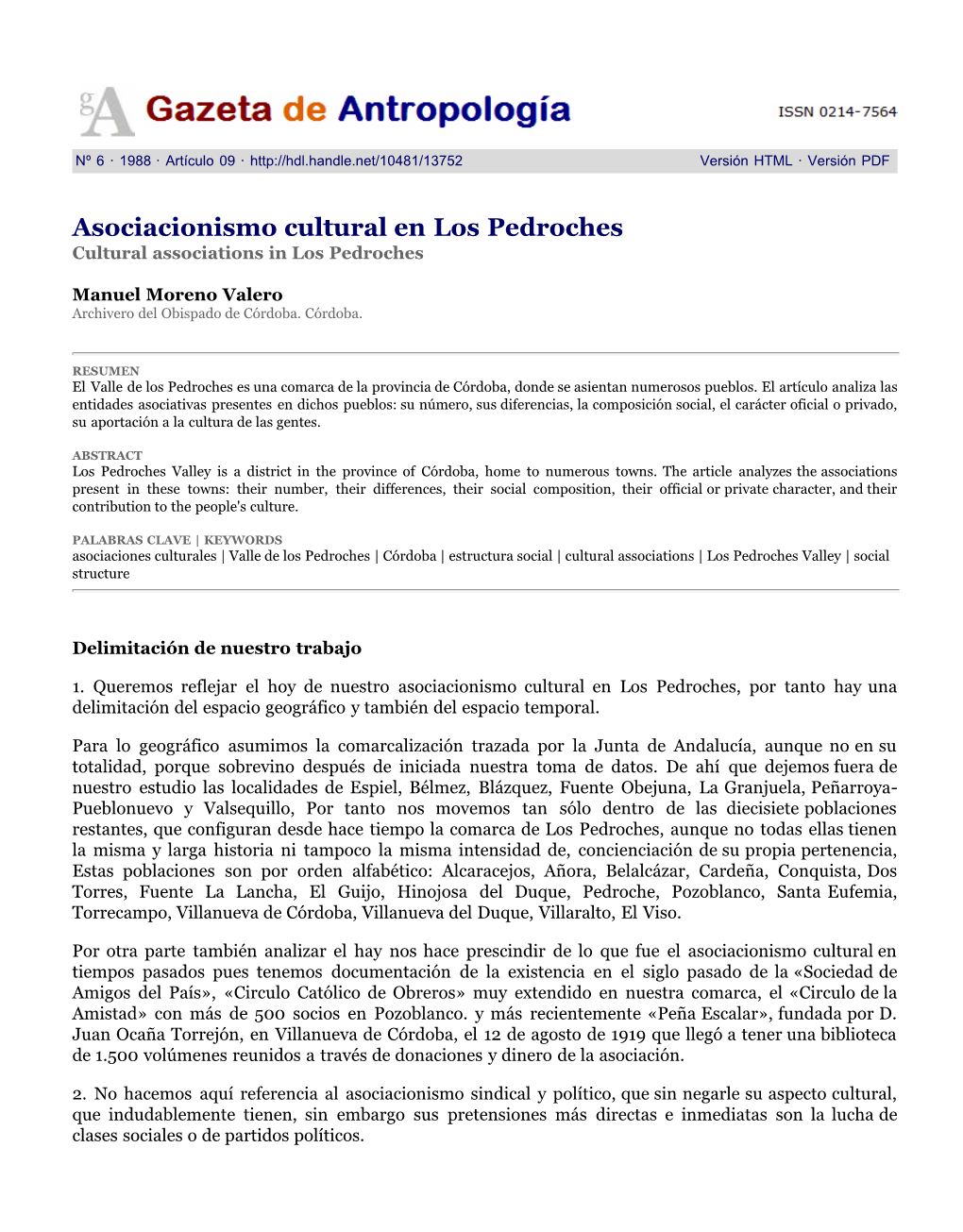 Asociacionismo Cultural En Los Pedroches Cultural Associations in Los Pedroches