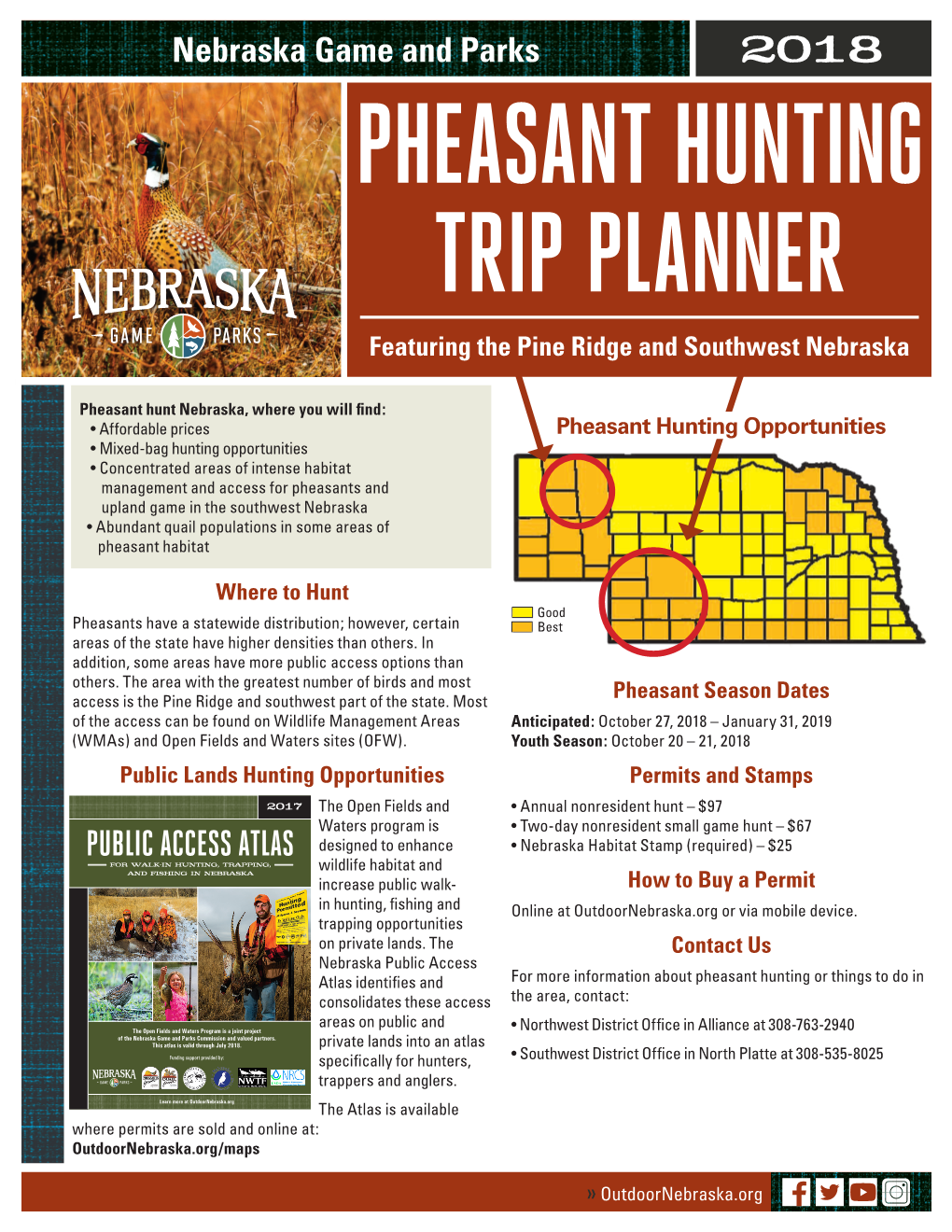 PHEASANT HUNTING TRIP PLANNER Featuring the Pine Ridge and Southwest Nebraska