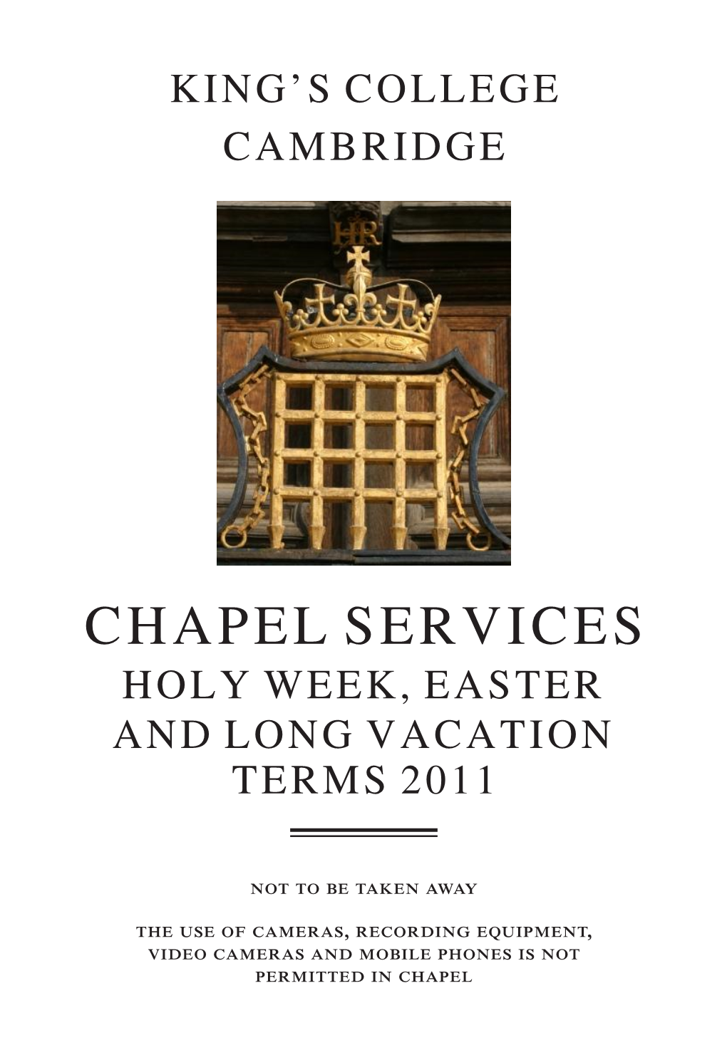 Holy Week and Easter and Long Vacation Terms 2011 Service List