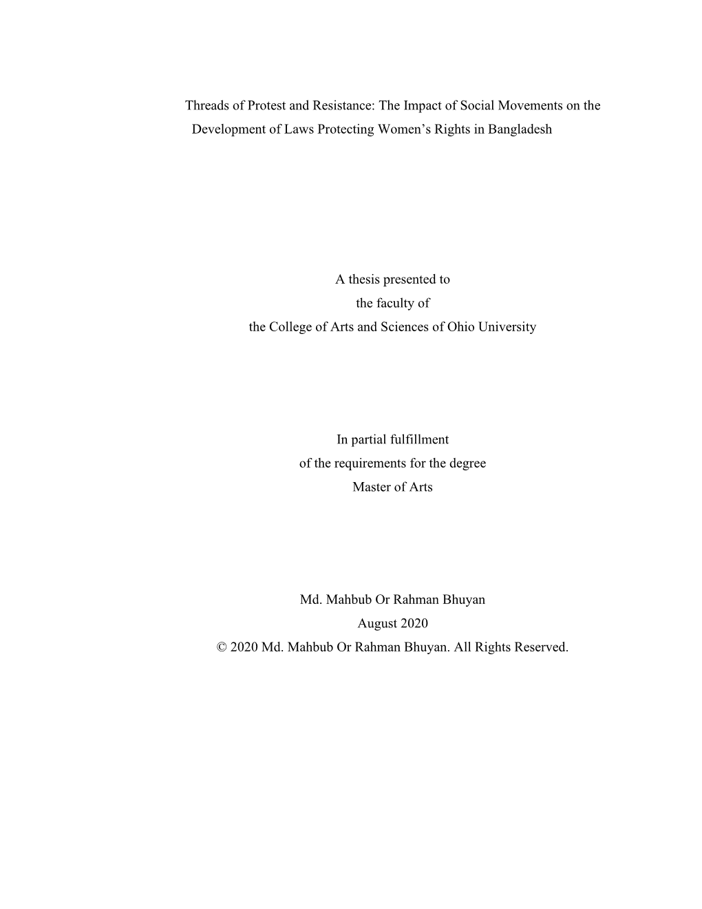 Threads of Protest and Resistance: the Impact of Social Movements on the Development of Laws Protecting Women’S Rights in Bangladesh