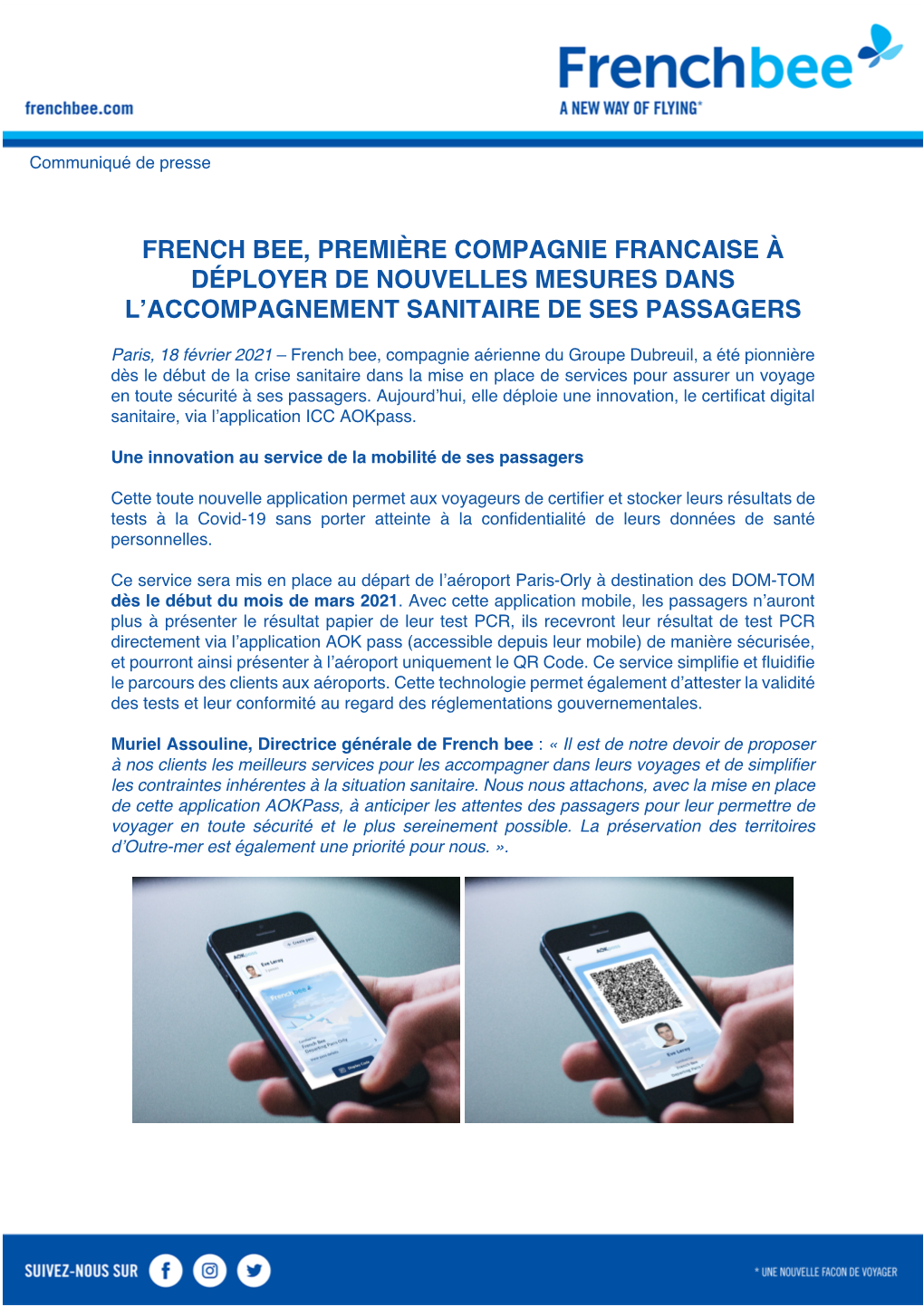 French Bee, Première Compagnie Francaise À Déployer De Nouvelles Mesures Dans L’Accompagnement Sanitaire De Ses Passagers