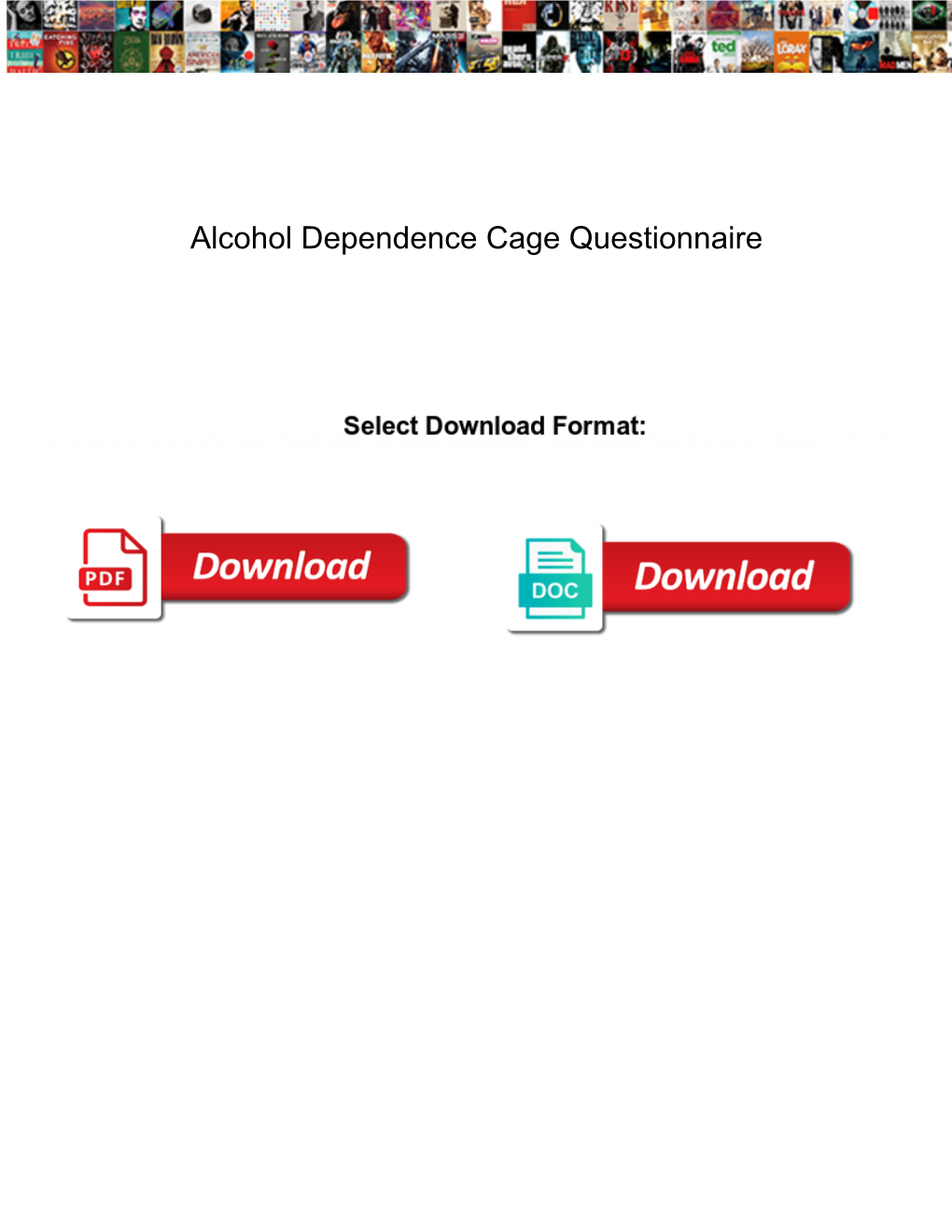 Alcohol Dependence Cage Questionnaire